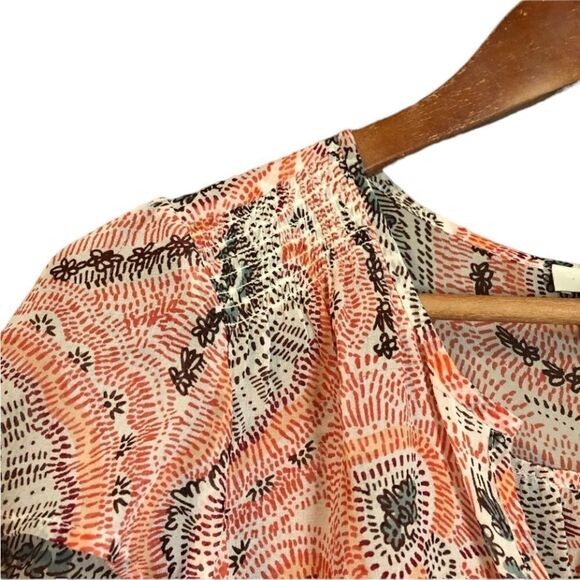 Joie 100% silk short sleeve printed blouse - Picture 3 of 10